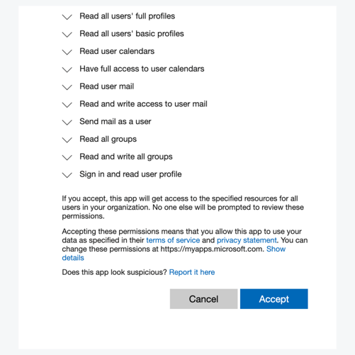 Accept permissions in Avoma for MS Workspace integration