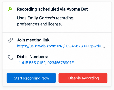 Avoma Recording Settings Card-1