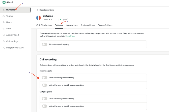 Avoma integration with Aircall