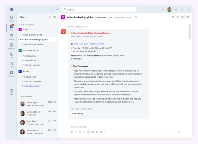 Avoma Alert in MS Teams - Static Assets ✅