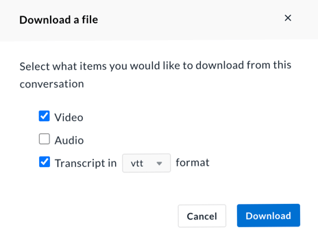 Download recording or transcript in Avoma
