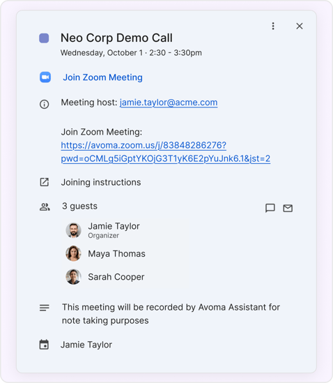 Gmeet meeting info screen ✅