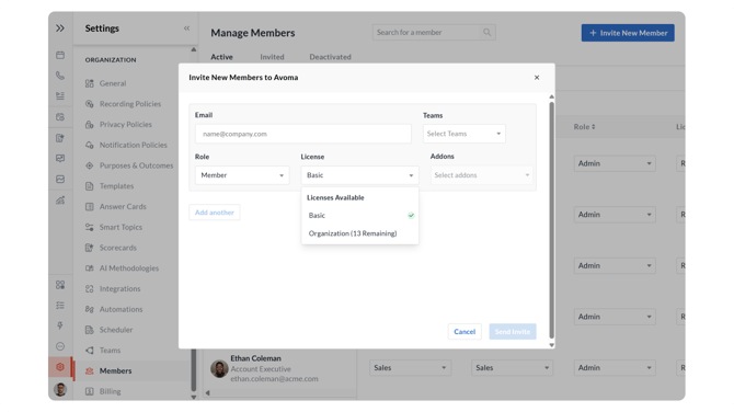 How to Invite a New Member to Avoma - Screen #02