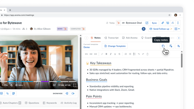 Sending follow-up Notes after a meeting - Screen #02