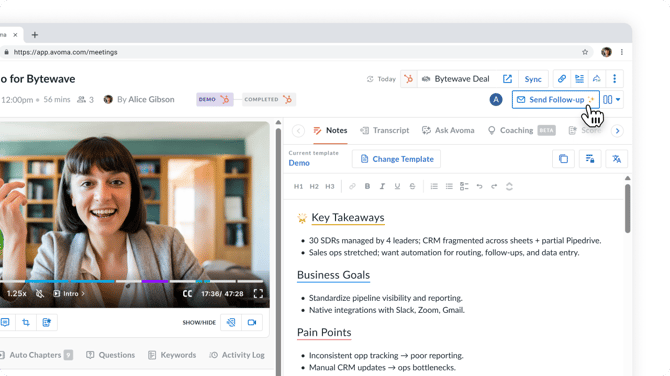 Sending follow-up Notes after a meeting - Screen #03