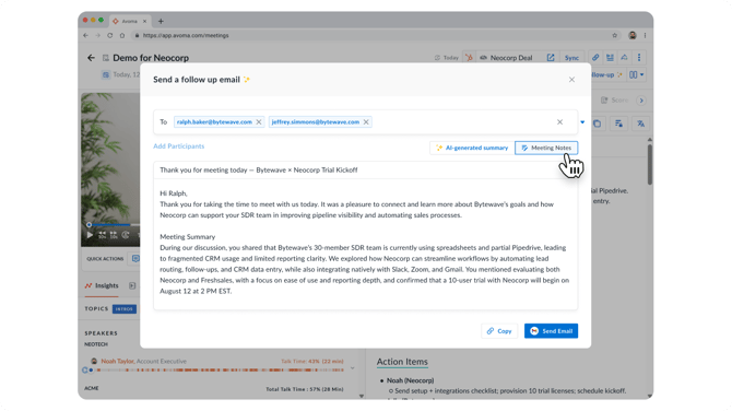 Sending follow-up Notes after a meeting - Screen #04