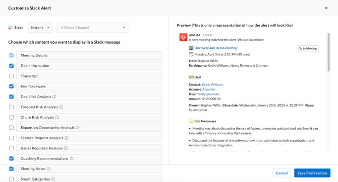 Avoma-Slack-alert-message-content