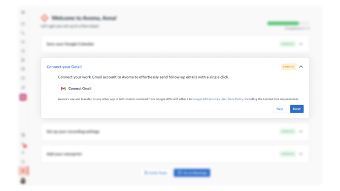 The Avoma Quick Start User Guide Screen #03