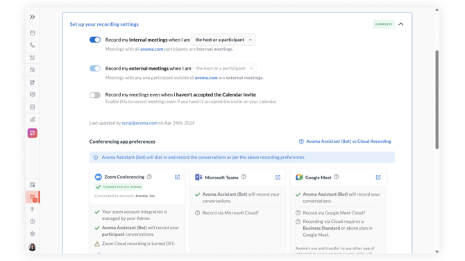 The Avoma Quick Start User Guide Screen #04