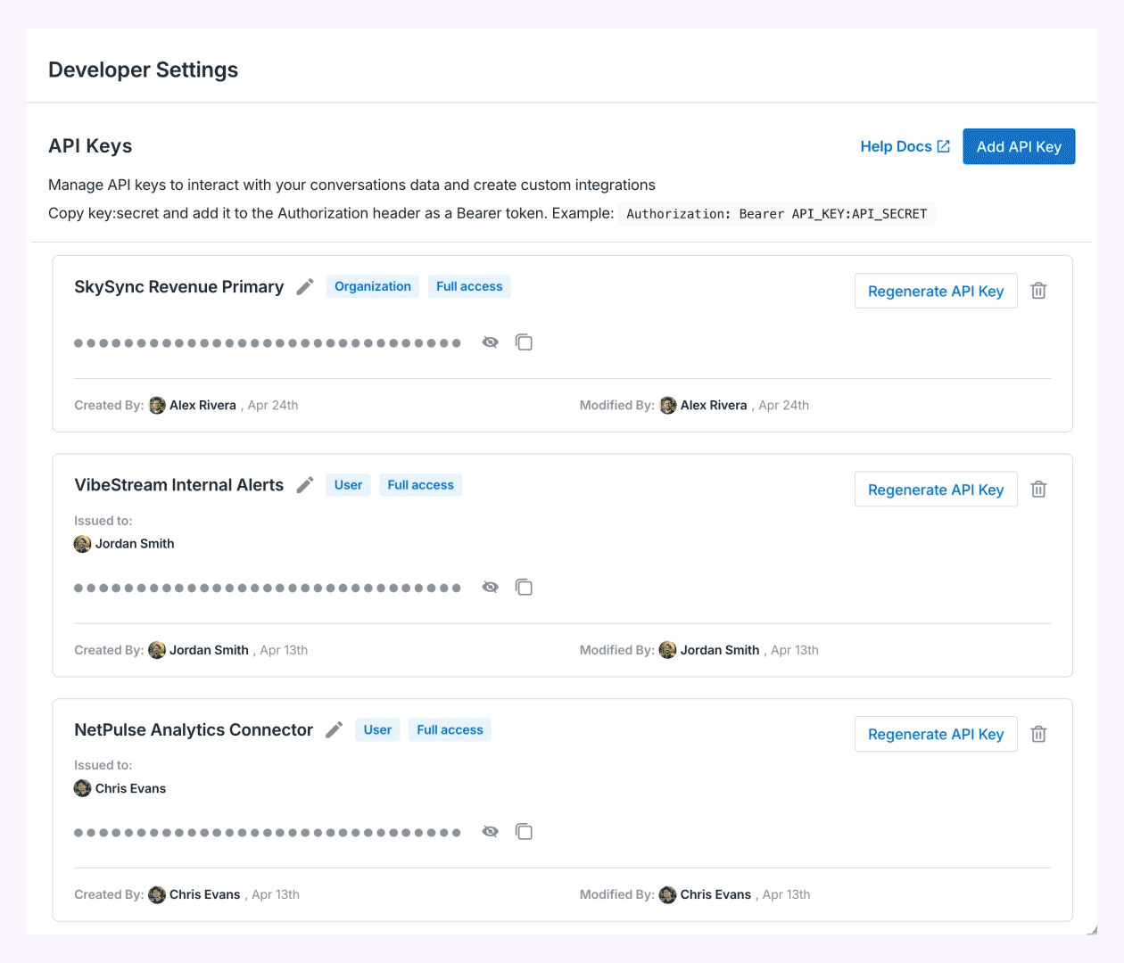 Creating scoped API key in Avoma
