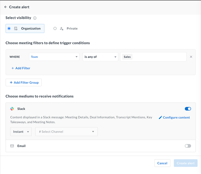 Avoma for instant slack alerts 