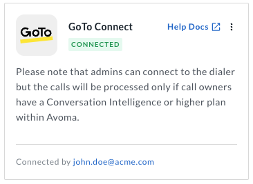 Settings - GoToConnect - After Connection