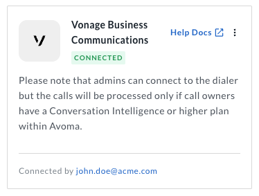 Settings - Vonage Business Communications - After Connection