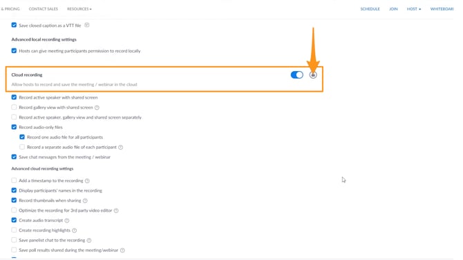 Locking cloud recording settings in zoom