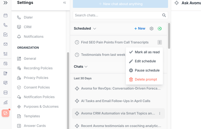 managing a scheduled prompt