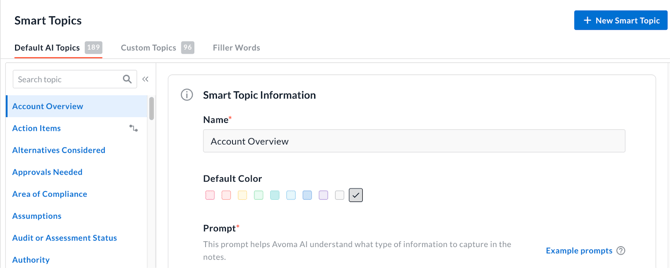 Smart Topics in Avoma