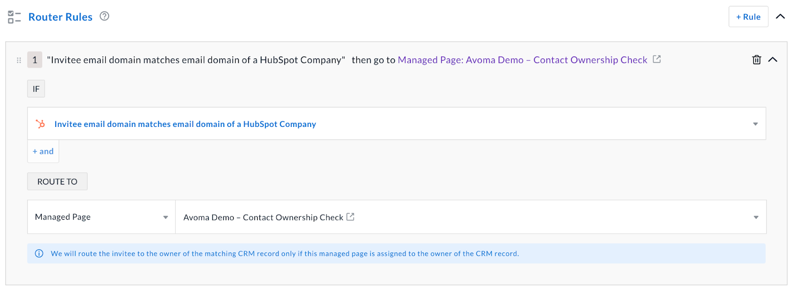 In Avoma, assign the managed page to reps or CSMs who own accounts or contacts in your CRM