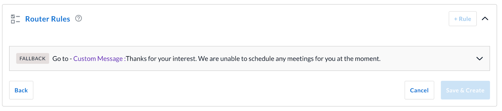 Configuring default fallback rule in lead router in Avoma