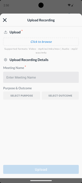 Upload recording