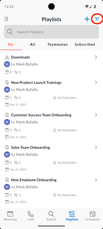 Ordering playlists in Avoma android app