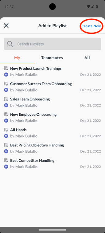 Creating playlists in Avoma android app