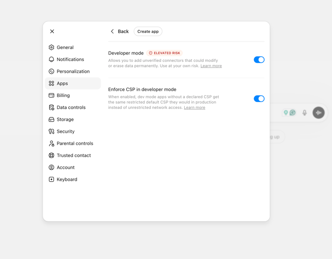 Enable developer mode in ChatGPT