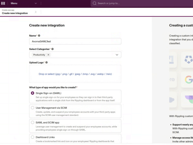 SSO (SAML) setup in Rippling for Avoma